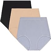 Bali womens Underwear Briefs, 3-pack, Breathe Brief High-waist Panties for Women, Full Coverage, Smoothing