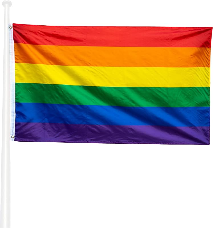 Bandiera LGBT 90x150 cm - Tessuto da esterno resistente alle intemperie 150x90 cm con 2 occhielli metallici. LGBT Flag giardino decorazioni