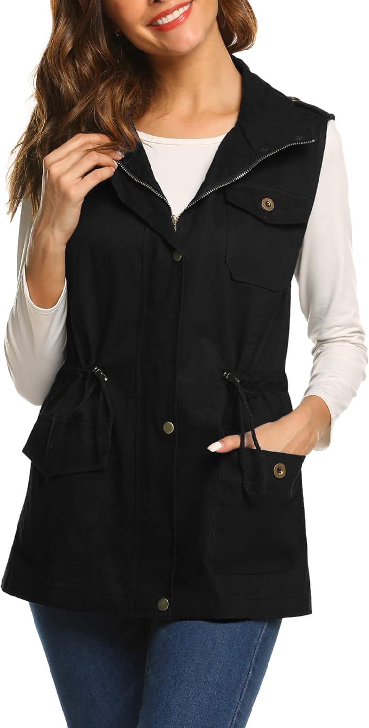 Beyove Womens Lightweight Sleeveless Military Anorak Cargo Vest Hooded/No Hood at  Women's Coats Shop