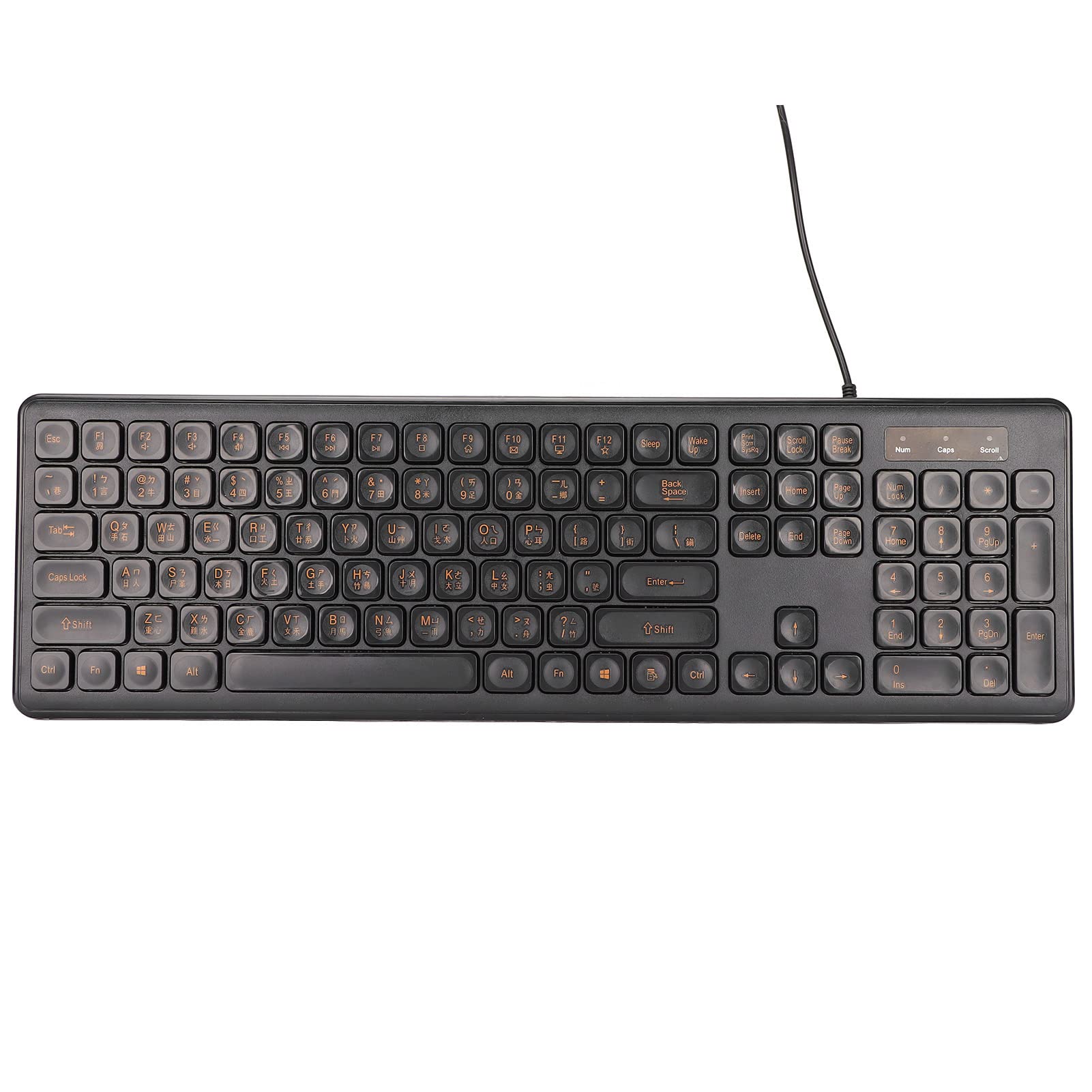 Bilingual Chinese English Keyboard, Chinese Keyboard USB Wired Comfortable Hand Feel Low Noise Suitable for Home, Office