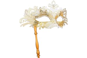 Hoshin Masquerade Mask with Stick, Mardi Gras Deecorations Venetian Masks for Womens