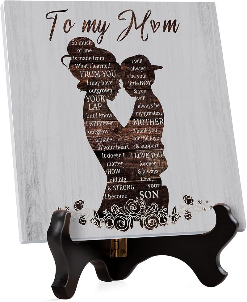Buioata Engraved Acrylic Plaque Gifts for Mum - From Son Birthday