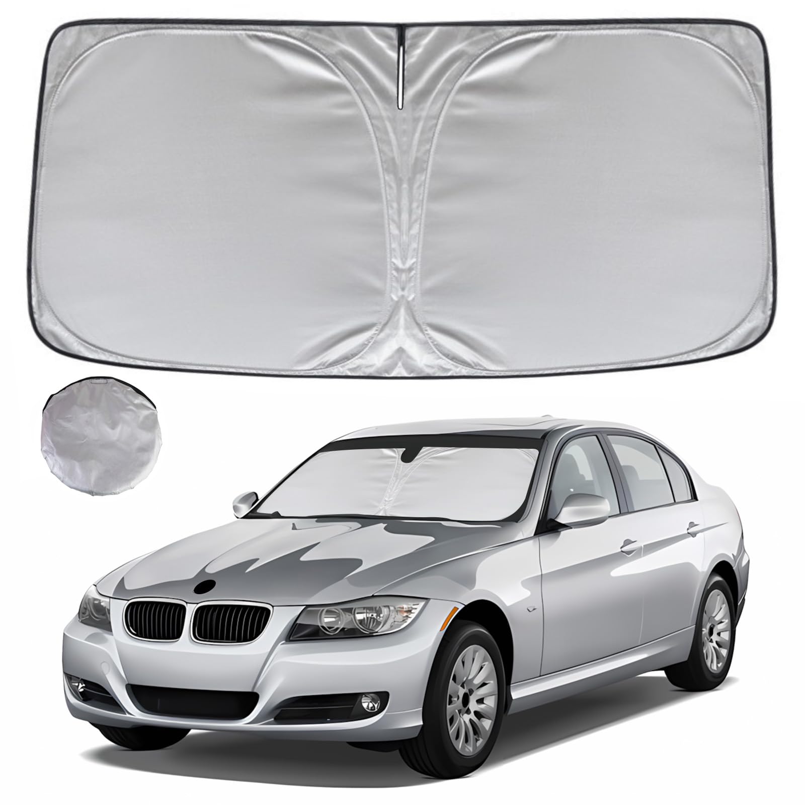 Photo 1 of KAYZT Windshield Sun Shade for 2006-2011 BMW 3 Series 330i 328i 320i 325i 335i Foldable Sunshade Front Window Custom Fit Car Accessories