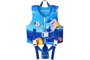 REALIKE Kids Swim Vest Toddler Floaties Adjustable Safety Strap Swimming Aids for Toddlers Children Float Swimsuit, Suitable for Age 2-10 Years/22-88lbs