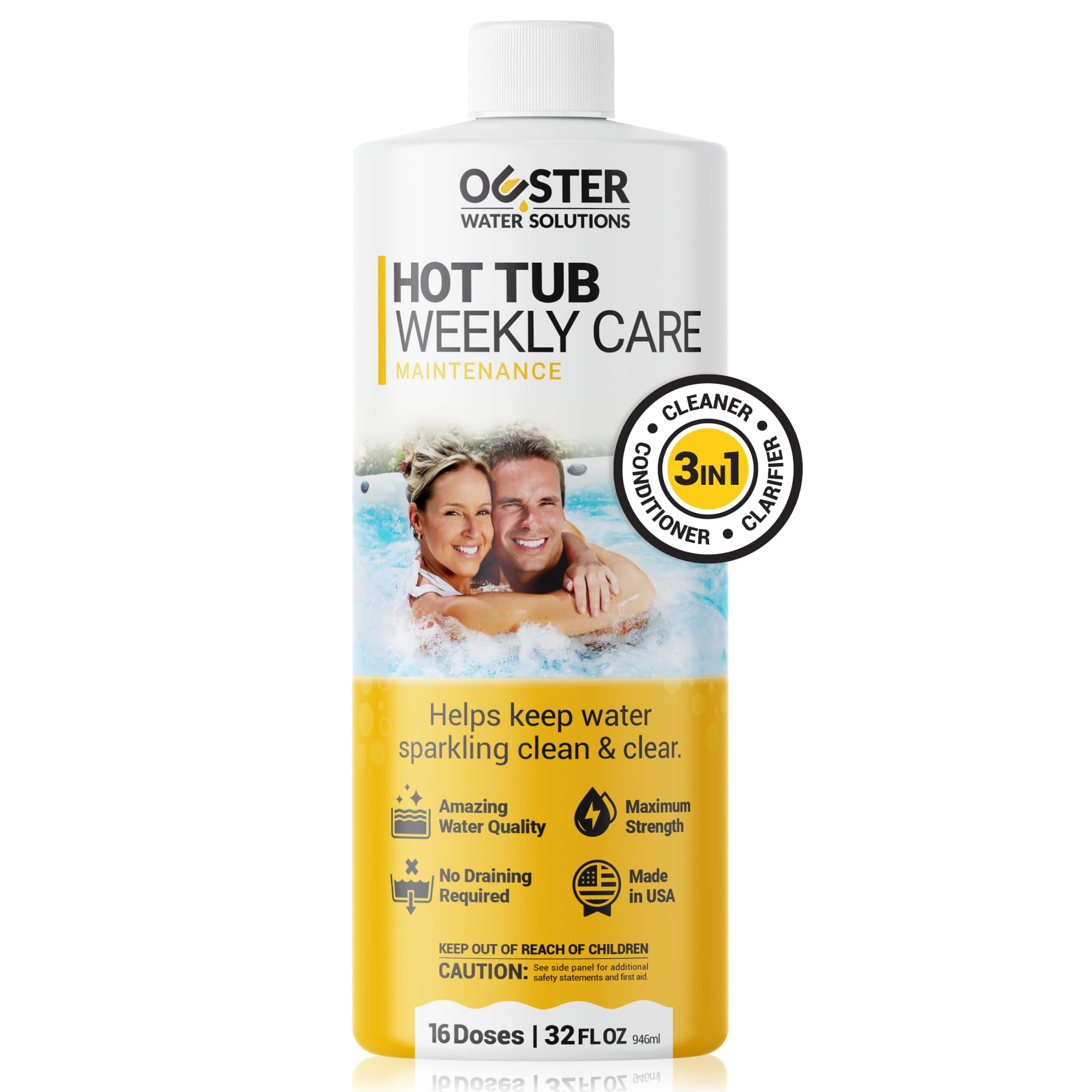 Photo 1 of Bio Ouster 3in1 Weekly Hot Tub Cleaner, Conditioner, Clarifier - Hot Tub Chemicals for Standard & Inflatable Spas - Spa Chemicals for Crystal Clear & Sparkling Clean Water - Made in USA (32oz)