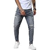 Woenzaia Mens Jeans Slim Fit Skinny Denim Stretch Tapered Jean Pants