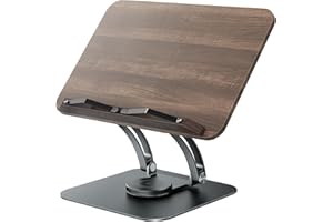 Tounee Book Stand for Reading, Adjustable Book Holder with 360° Swivel Base, Foldable Cookbook Stand Recipe Book Holder with 