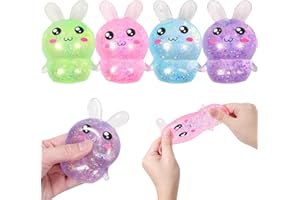 4pcs Bunny Stress Balls for Adults Kids, Easter Basket Stuffers Party Favors, Easter Gifts for Kids, Stress Relief Fidget Bal