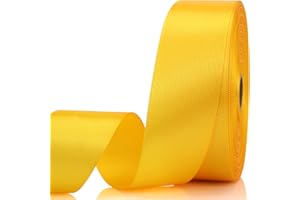 NISDOCF Yellow Ribbon-1-1/2 Inch 60 Yards Yellow Solid Satin Ribbon for Gift Wrapping,Craft Floral Bouquets,Wedding Party,Timeless Flower,Decoration Floral Hair,Balloons