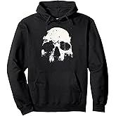 Skull Grunge Black White Art Graphic Halloween Men Women Pullover Hoodie