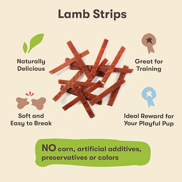 PET ‘N SHAPE LAMB JERKY DOG TREATS – 3 OUNCE