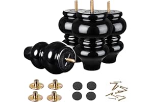 MAOHAM Wood Furniture Legs Sofa Legs Pack of 4,Round Couch Legs Espresso Mid Century Desk Legs,Sofa Replacement Parts,for Dresser Legs Sideboard Recliner Couch Circle Chair Couch Riser (5inch, Black)