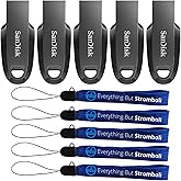 SanDisk 32GB Ultra Curve USB 3.2 Gen 1 Flash Drive (5 Pack) - SDCZ550-032G-G46 - Bundle with (5) Everything But Stromboli Lanyards