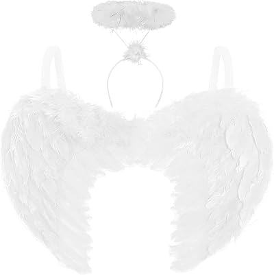 Redstar White Angel Wings and Halo Costume Women Girls