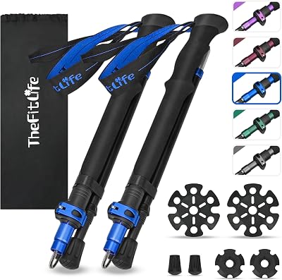 TheFitLife Collapsible Trekking Poles Lightweight Folding Walking Sticks