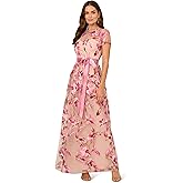 Adrianna Papell Womens Illusion Emb Tie Gown