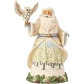 Enesco Jim Shore Heartwood Creek White Woodland Santa Holding an Owl Figurine, 8.23 Inch, Multicolor