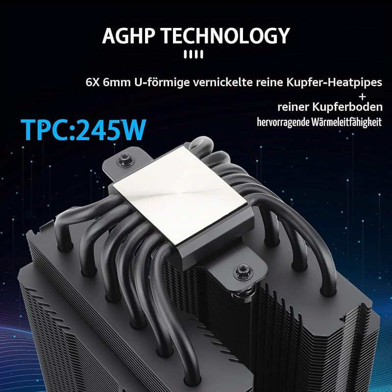 Peerless Assassin 120 Black CPU-Luftkühler, 6 Heatpipes, zwei 120mm C12B PWM Lüfter, Aluminium-Kühlkörperabdeckung, AGHP-Technologie, für AMD AM4/Intel LGA 1700/1150/1151/1200/2066/2011
