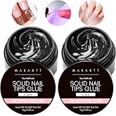 Makartt Solid Nail Glue Gel: Nail Glue for Press on Nails 2pcs, Clear Solid Gel Nail Glue for Nail Tips Strong Fake Nail Bonding Gel Glue for Acrylic Nails Non-Stick Hands Hard Gel for Nail Art 15ml*2