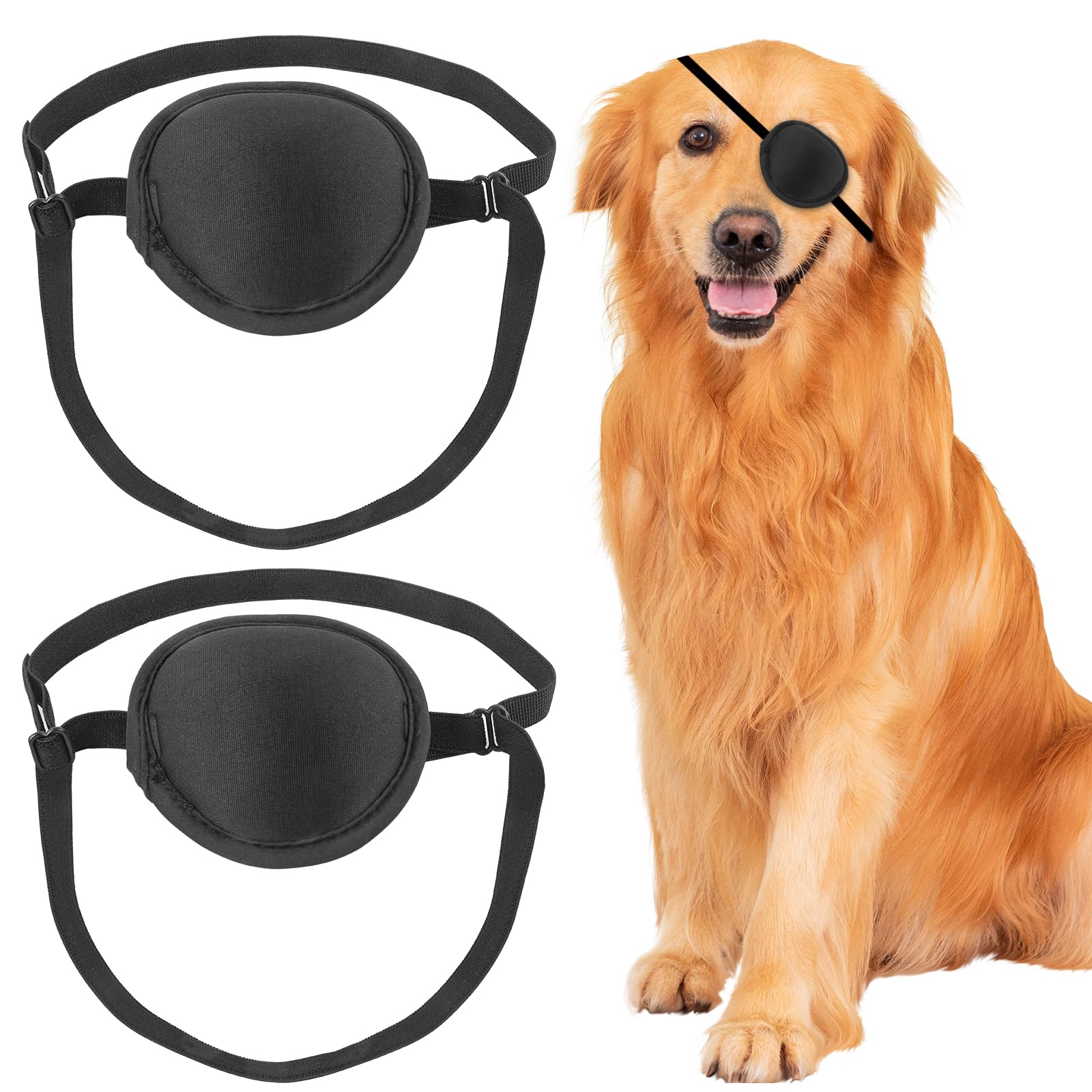 Photo 1 of YeeBeny Dog Eye Patch, Eye Patch for Dogs Eye Injuries After Surgery Wounds, Adjustable Soft Eyepatch Dogs Eye Covering Pack of 2