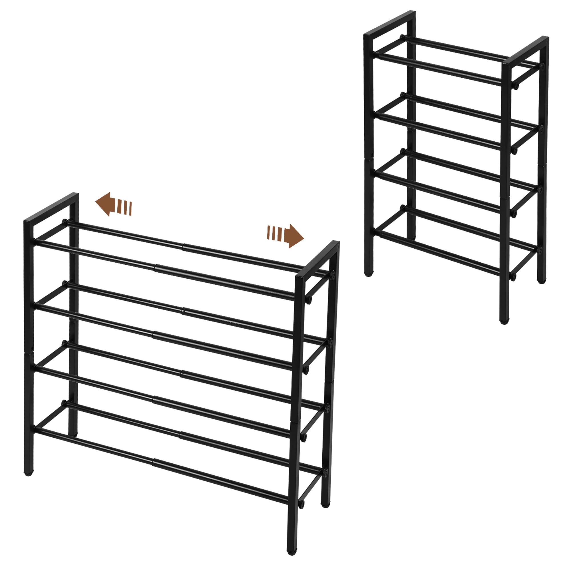 Photo 1 of SALADAYS 4-Tier Expandable Shoe Rack, Adjustable Shoe Storage Shelf Organizer, Sturdy and Durable Metal Structure Free Standing Shoe Rack for Closet Entryway Doorway(Black)