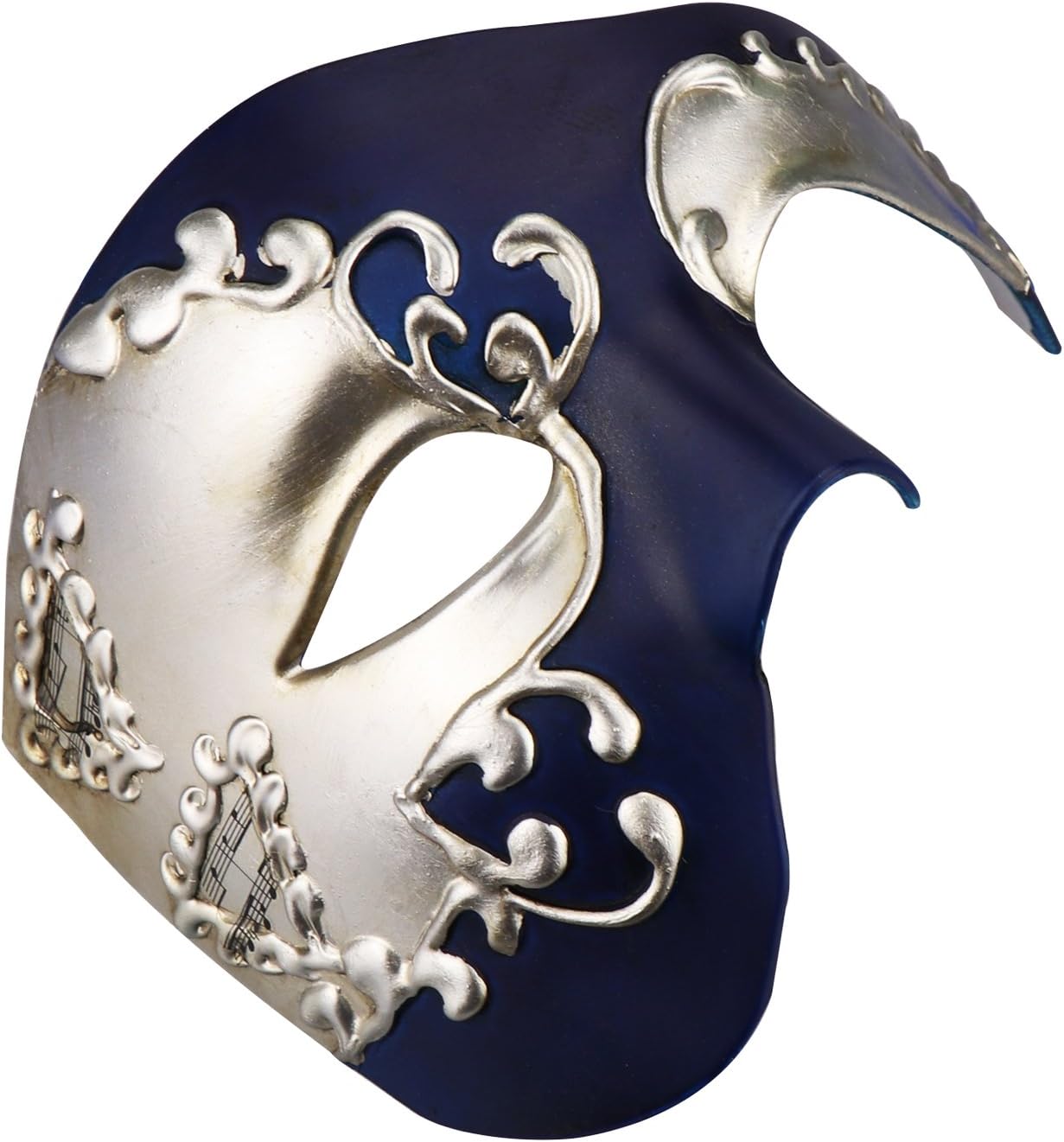 Thmyo Vintage Design Half Face Men's Phantom Of The Opera Venetian Carnival Masquerade Mask (Blue & silver) - Image 4
