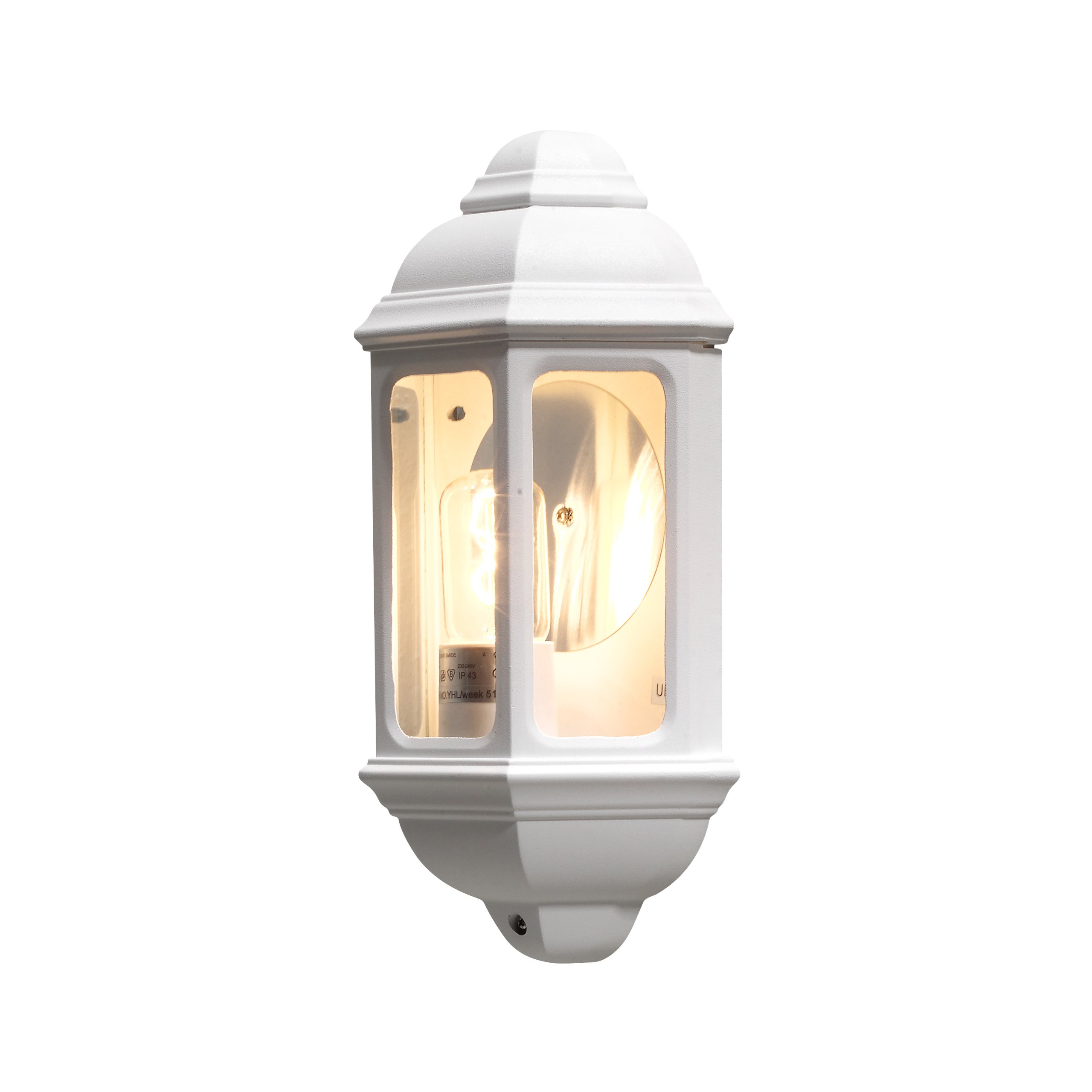 Konstsmide 7011-250 Outdoor Lighting/Cagliari Flush Outdoor Wall Light/1 x 100 W E27 Max Wall Lamp/Clear Glass/Aluminium/IP43/Outside Light Matt White