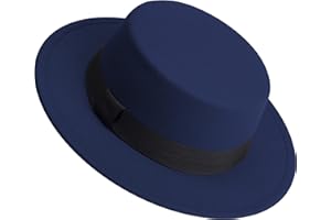 JINGSHA Classic Fedora Hat Flat Top Hat Felt Pork Pie Hat Wide Brim Church Derby Cap for Women and Men