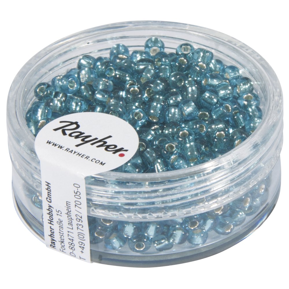 Rayher 1405507 Seed Beads 2.6 mm Diameter with Silver Insert Turquoise