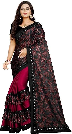 Women's Lycra Saree with Blouse Piece