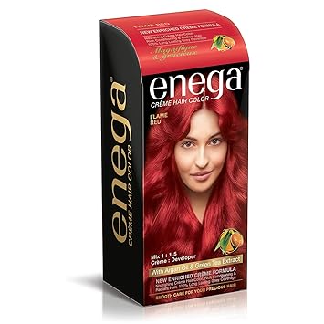 Prem Green Enega Permanent Cream Hair Colour with Argan Oil and Green Tea Extract, 30ml + 20 g Each Pack (Flame Red)