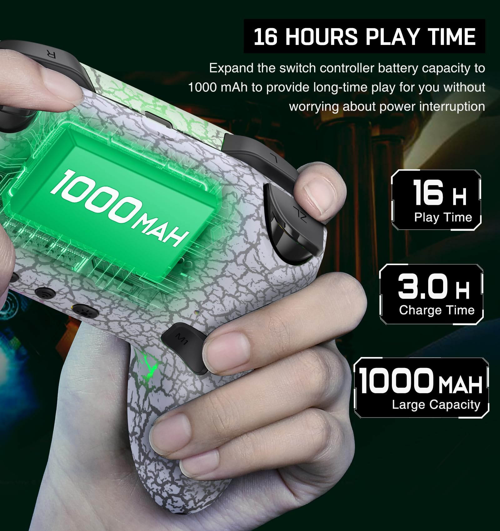 Wireless Switch Controller for Nintendo Switch/Switch 2/Lite/OLED Controller, Switch Controller with a Mouse Touch Feeling on Back Buttons, Extra Switch Pro Controller with Wake-up,Programmable, Turbo Function (White-LED Light)