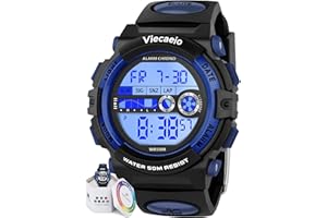 Viecaeio Kids Digital Watch for Boys Girls, Waterproof LED Colorful Lights Sports Watch Suitable for 5-17 Years Old Teenagers (with Gift Box)