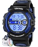 Viecaeio Teenagers Watches Digital Sport for Boys Outdoor Waterproof Watches with Alarm Stopwatch Colorful Child Wrist Watch Ages 8-17