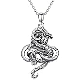 ZPMMPZ Dragon Necklace 925 Sterling Silver Black Obsidian Pendant Amulet Jewelry Gifts for Women Men