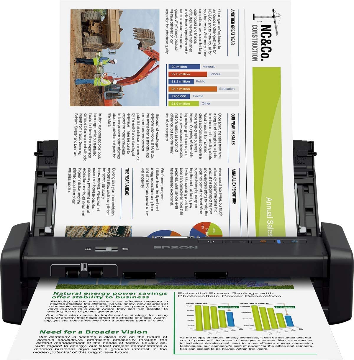 Epson WorkForce DS-360W Mobile Wi-Fi & Battery Scanner - 25PPM