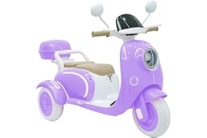 HEIMILI Girls Electric Motorcycle, 12V Ride On Scooter for Kids with Storage Compartments, Cute Design with Stable 3-Wheel Structure, Dual Seats, Ideal Moped for Girls Ages 3-6(Purple, Single Motor)