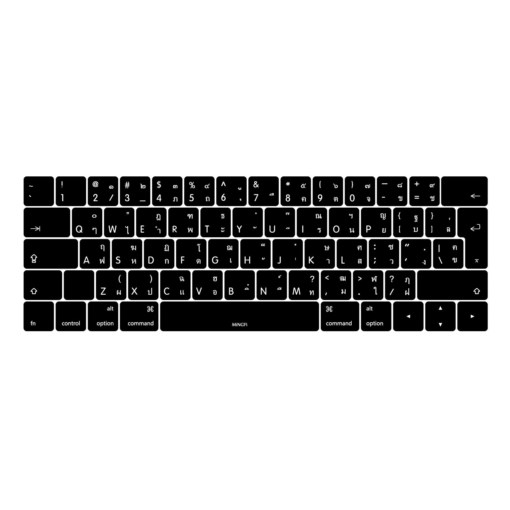 MiNGFi Thai Silicone Keyboard Cover for MacBook Pro 13/15" Touch Bar (2016-2019) Model A1706 A1707 A1989 A1990 A2159 EU/ISO Keyboard layout - Black