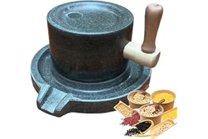 Stone Grain Mill for Flour - Sesame Beans Granite Stone Mill,Natural Rustic Style Hand Crank Food Mills Grinder, Manual Stone
