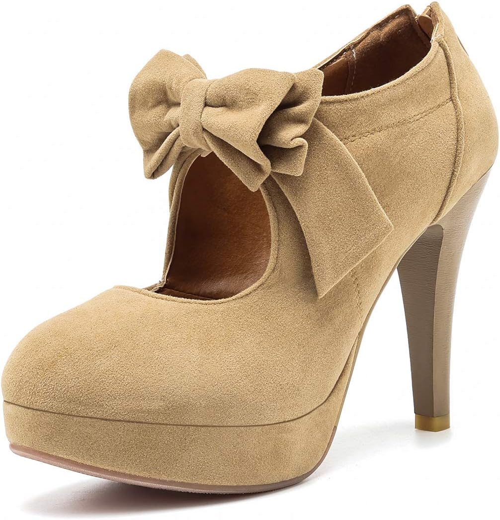 Fashion Vintage Womens Small Bowtie Platform Pumps Ladies Sexy High Heeled Shoes