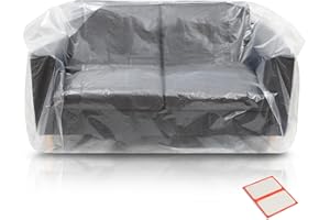Plastic Furniture Covers for Moving - Heavy-Duty Loveseat Cover for Love Seat, Bench and Large Items, Clear Bags for Renovati
