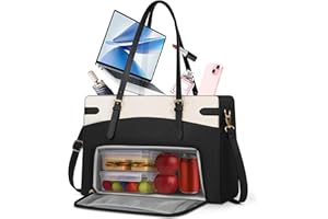 RAINSMORE Laptop Bags for Women with Lunch Compartment,Large Work Bag Women 15.6 inch Laptop Tote Bags PU Laptop Purse