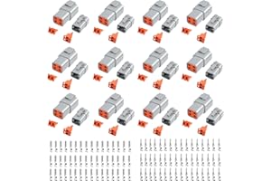 DEUTUSACC 144 PCS Deutsch DTP Connector Kit 4 Pin Automotive Waterproof Connectors 12 sets with Size 12 Stamped Contacts Gauge 14-12 AWG Wire Size,25A