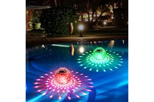 SUNY SMILING Solar Floating Pool Lights,Pool Lights that Float with RGB Color Changing Waterproof Solar Pool Lights LED Pool Accessories Hangable Floating Ball Lights for Swimming Pool,Pond,Garden,Backyard(2 Pcs)