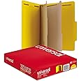 Universal UNV10304 Letter Size 2 Divider Bright Colored Pressboard Classification Folders - Yellow (10/Box)