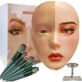 3D Makeup Practice Face, XIJIEMAO Mannequin Head For Makeup, Reusable Silicone Full Makeup Mannequin Head With Stand And Brush Set, Eye Shadow Makeup Face Board, Emerging Makeup Artist, Girl'S Gift
