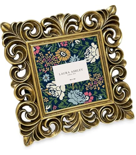 Amazon.com - Laura Ashley 4x4 White & Gold Ornate Textured Hand