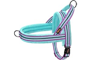 Didog Soft Flannel Padded Dog Vest Harness, No Pull/Quick Fit Reflective Dog Strap Harness, Easy for Training Walking (M:Chest 21-26", Mixed-Blue)