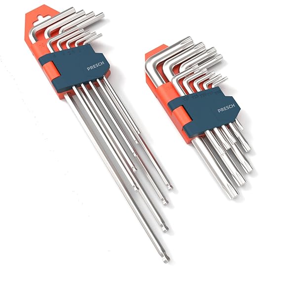 Presch Innensechskantschlüssel Set 18 teilig HX & TX - Profi Innensechskant Satz klein und kompakt mit Klapphalter - Sechskan