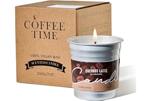 M&SENSE Coconut Latte Coffee Candle Scented for Home, Organic Natural Soy Wax Aromatherapy Candles for Stress Relief, 7oz 48-